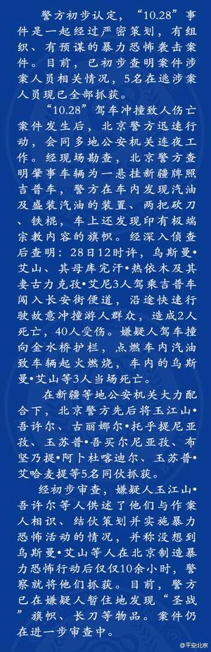 北京金水桥事件真相新疆人10.28暴力恐怖袭击案件现场视频