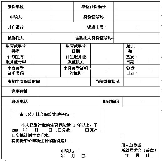 生育保险待遇申报表介绍