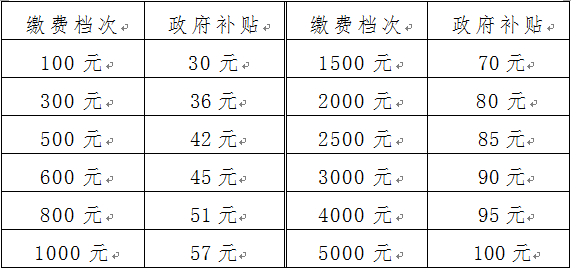 2015济南居民基本养老保险个人缴费及政府补贴标准