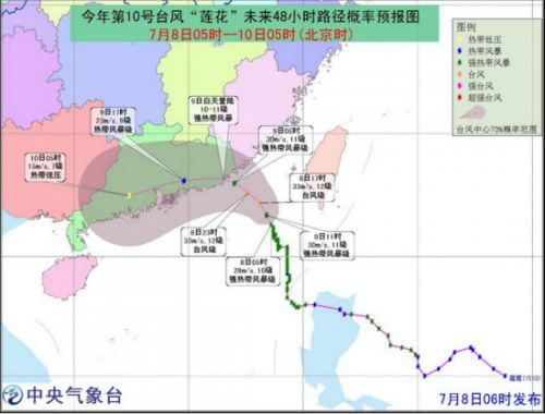 台风莲花路径图最新消息：台风莲花或登陆闽粤 预测时间9日揭防御指南(图)