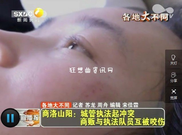 商洛山阳城管咬人事件 商贩与执法队员起冲突互咬