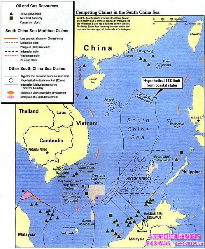 中国南海是否有外国钻井，外国在南海钻井位置图