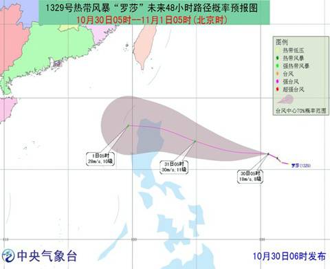 2013年第29号台风罗莎经过路径图片损失多少钱